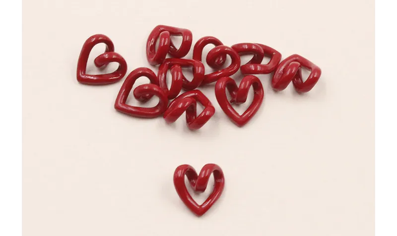 Corazón hueco 3D, 10*8*4mm Esmalte Rojo