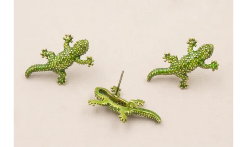 Perno Lagarto Esmalte verde 25*13mm / Cuentas Metálicas de Latón / Zamak