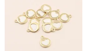 Chapita corazon Blanco 7mm  / Cuentas Metálicas de Latón / Zamak