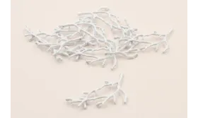 Cuenta Rama Coral 50*24mm esmalte Blanco / Cuentas Metálicas de Latón / Zamak