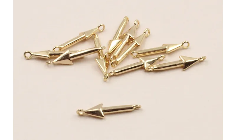 Entrepieza Flecha Oro 14*3mm / Cuentas Metálicas de Latón / Zamak