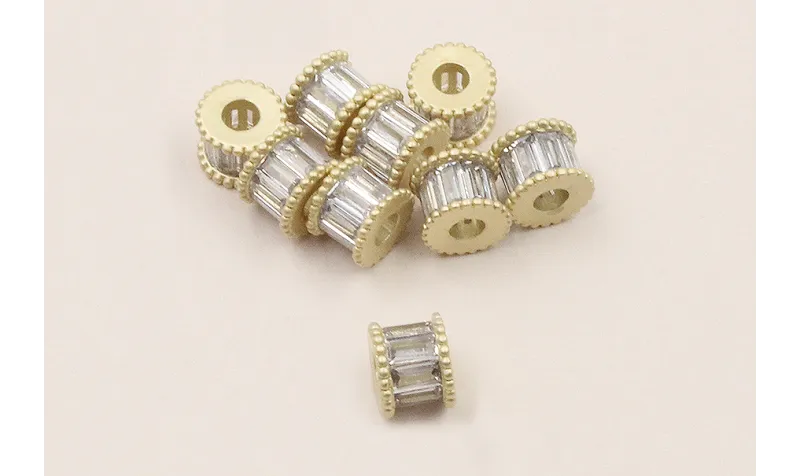 Cuenta Tonel 7mm*5 agujero de 3mm con Cristales / Cuentas Metálicas de Latón / Zamak