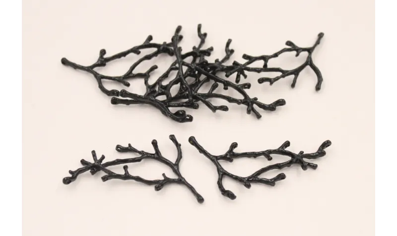 Pieza Rama Coral 50*24mm Esmalte Negro / Cuentas Metálicas de Latón / Zamak