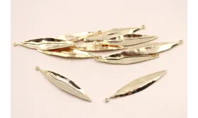 Pieza Hoja Ondulada Dorada 50*10mm / Cuentas Metálicas de Latón / Zamak