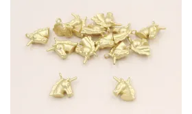 Colgante unicornio Dorado Mate 10*10*4mm / Cuentas Metálicas de Latón / Zamak