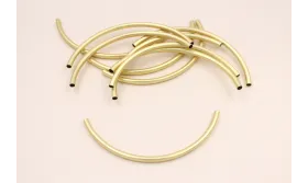 Tubo Hueco curvado  115*5mm Dorado Mate / Cuentas Metálicas de Latón / Zamak