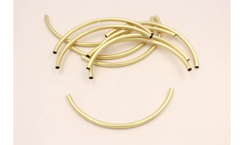 Tubo Hueco curvado  115*5mm Dorado Mate / Cuentas Metálicas de Latón / Zamak