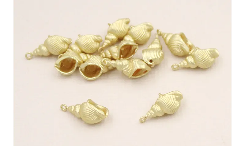 Cuenta Caracola Dorado Mate 14*6mm / Cuentas Metálicas de Latón / Zamak