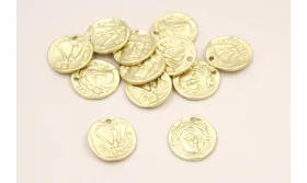 Cuenta Chapa Romano Dorado Mate 14mm / Cuentas Metálicas de Latón / Zamak