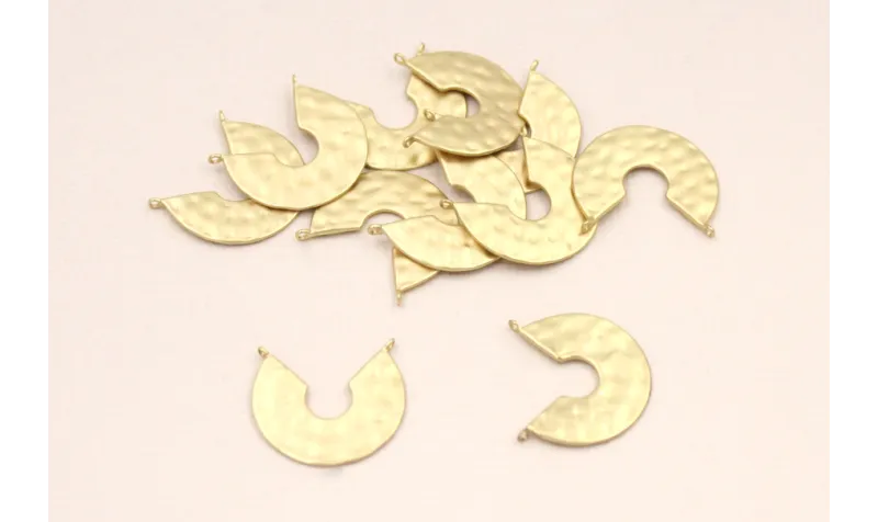 Cuenta Semicirculo labrado de 18mm Dorado Mate / Cuentas Metálicas de Latón / Zamak