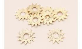 Cuenta Sol estriado Dorado de 29mm / Cuentas Metálicas de Latón / Zamak