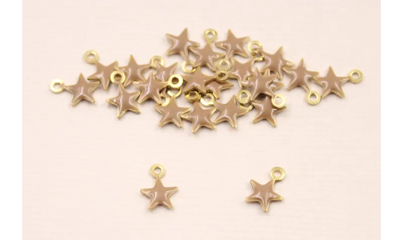 Cuenta Estrella 6mm esmalte Visón / Cuentas Metálicas de Latón / Zamak
