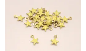 Cuenta Estrella 6mm esmalte Amarillo pálido / Cuentas Metálicas de Latón / Zamak