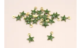 Cuenta Estrella 6mm esmalte verde Ingles / Cuentas Metálicas de Latón / Zamak