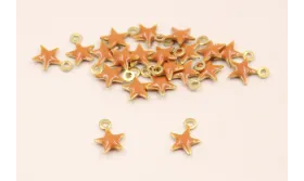 Cuenta Estrella 6mm esmalte Teja vivo / Cuentas Metálicas de Latón / Zamak
