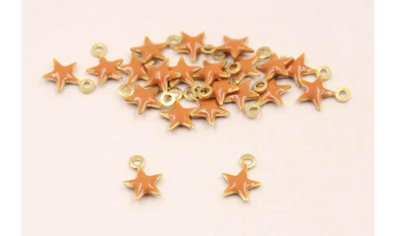 Cuenta Estrella 6mm esmalte Teja vivo / Cuentas Metálicas de Latón / Zamak