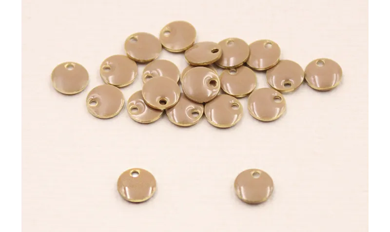 Cuenta Disco esmaltado 6mm Visón / Cuentas Metálicas de Latón / Zamak