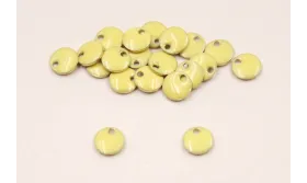Cuenta Disco esmaltado 6mm Amarillo Pálido / Cuentas Metálicas de Latón / Zamak