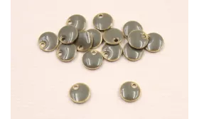 Cuenta Disco esmaltado 6mm Gris / Cuentas Metálicas de Latón / Zamak