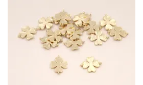 Cuenta Trébol 4 hojas dorado 10mm / Cuentas Metálicas de Latón / Zamak