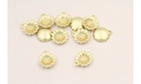 Colgante Flor cazoleta Dorado Mate 11mm / Cuentas Metálicas de Latón / Zamak