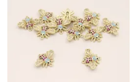 Entrepieza Abeja Dorado mate Microbrillos 13*10mm / Cuentas Metálicas de Latón / Zamak