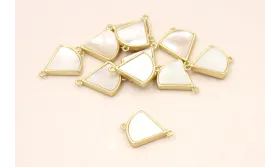 Pieza Gota Dorado Mate con Nacar engarzado 14*10mm / Cuentas Metálicas de Latón / Zamak