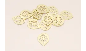 Cuenta Hoja lágrima calada 13*10mm Dorado Mate / Cuentas Metálicas de Latón / Zamak