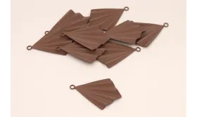 Abanico plisado con anilla 35*25mm Marrón / Cuentas Metálicas de Latón / Zamak