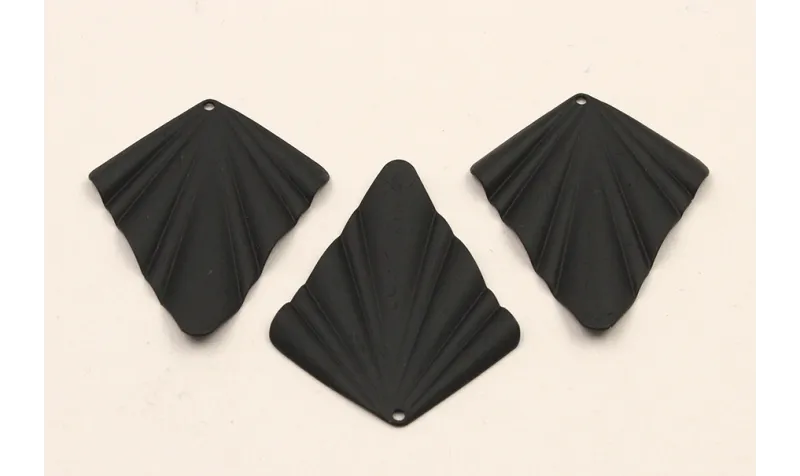 Cuenta Abanico plisado con anilla 35*25mm Negro / Cuentas Metálicas de Latón / Zamak