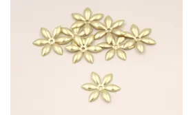 Cuenta Flor 6 pétalos 16mm Dorado Mate / Cuentas Metálicas de Latón / Zamak