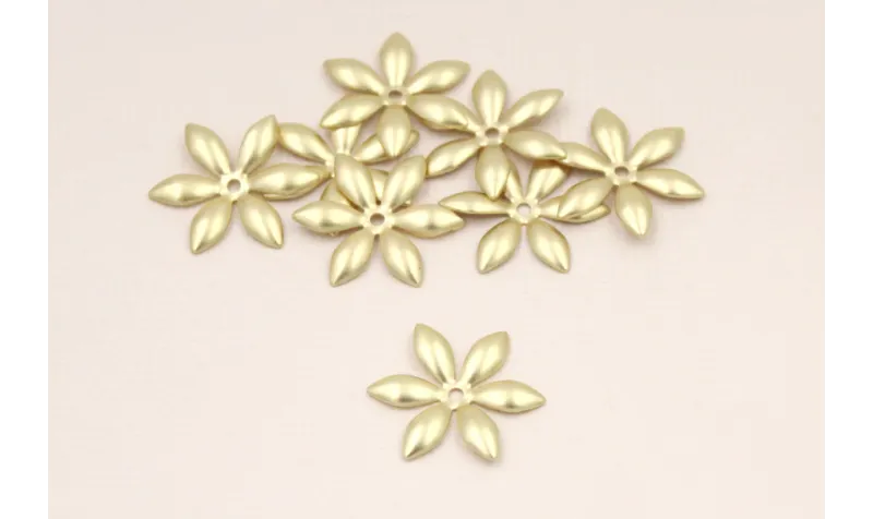 Cuenta Flor 6 pétalos 16mm Dorado Mate / Cuentas Metálicas de Latón / Zamak