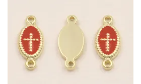 Colgante Stainless Steel: 15*10 Cruz Rosa / Cuentas Metálicas de Acero Inoxidable