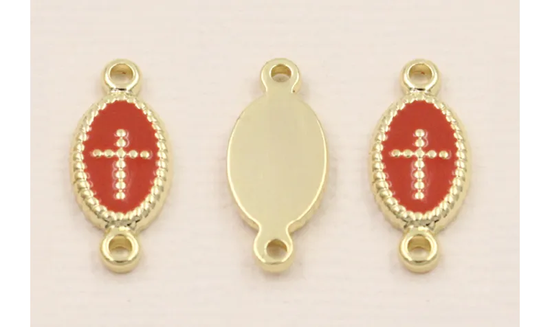 Colgante Stainless Steel: 15*10 Cruz Rosa / Cuentas Metálicas de Acero Inoxidable