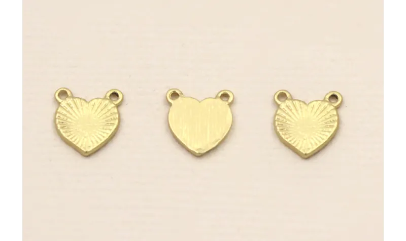 Corazón estriado 8*8mm Dorado Mate / Cuentas Metálicas de Latón / Zamak