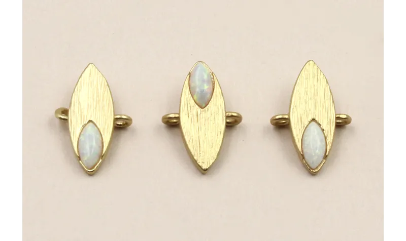 Ovalo 15*5mm con ovalo Opal Dorado Mate / Cuentas Metálicas de Latón / Zamak