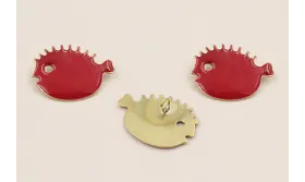 Cuenta Pez Globo 20*15 con Anilla esmalte Coral / Cuentas Metálicas de Latón / Zamak