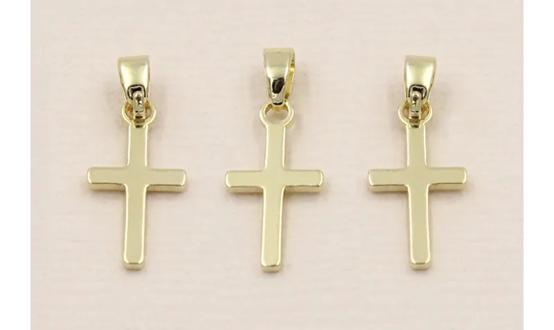 Colgante Cruz 20*8*1mm Dorado / Cuentas Metálicas de Latón / Zamak