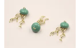 Colgante Medusa 10*4mm y 20mmD.Mate turquesa / Cuentas Metálicas de Latón / Zamak