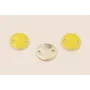 Disco de 10mm Dorado 2 agujeros esmalte Amarillo / Cuentas Metálicas de Latón / Zamak