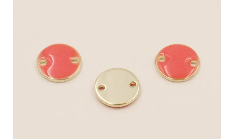 Disco de 10mm Dorado 2 agujeros esmalte Cora / Cuentas Metálicas de Latón / Zamak