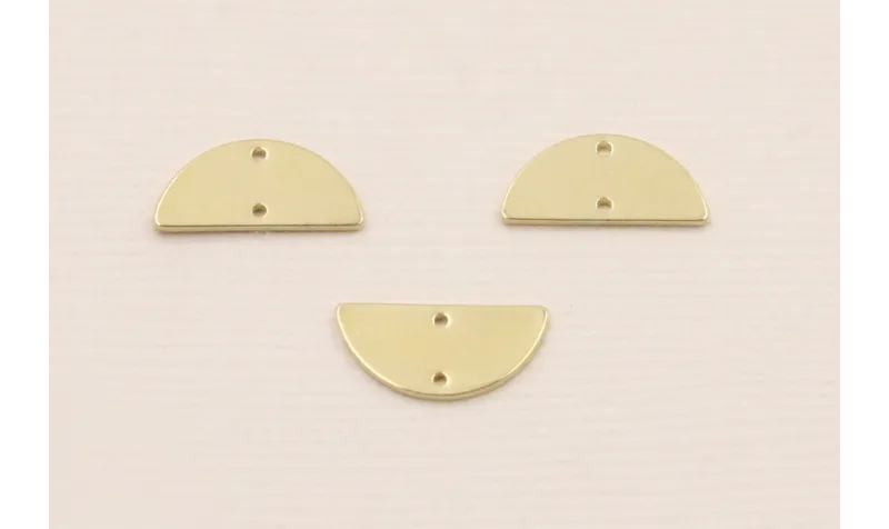Cuenta Semicirculo de 15mm Dorado / Cuentas Metálicas de Latón / Zamak