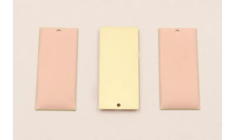 Cuenta Rectangulo 38*15 D.Mate Esmalte Rosa palo / Cuentas Metálicas de Latón / Zamak