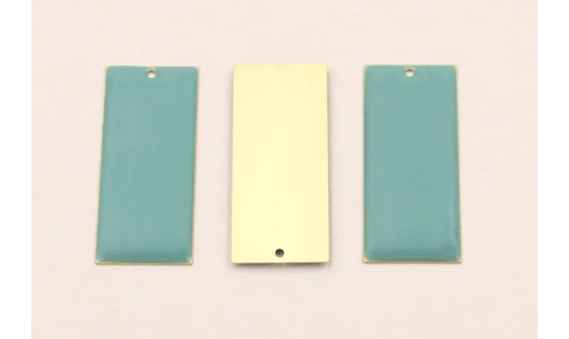 Cuenta Rectangulo 38*15 D.Mate Esmalte Azul piedra / Cuentas Metálicas de Latón / Zamak