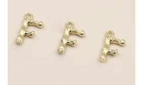 Colgante Letra F latón Dorado 15*10mm / Cuentas Metálicas de Latón / Zamak