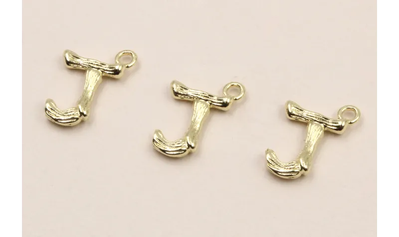 Colgante Letra J latón Dorado 15*10mm / Cuentas Metálicas de Latón / Zamak