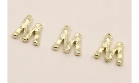 Colgante Letra M latón Dorado 15*10mm / Cuentas Metálicas de Latón / Zamak