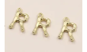 Colgante Letra R latón Dorado 15*10mm / Cuentas Metálicas de Latón / Zamak