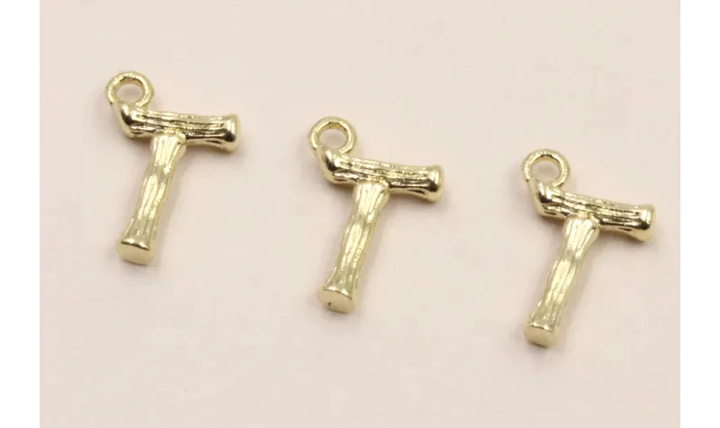 Colgante Letra T latón Dorado 15*10mm / Cuentas Metálicas de Latón / Zamak