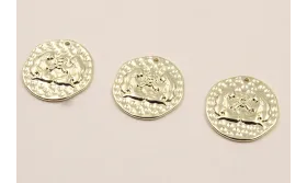 Medalla 16mm latón Dorado Horóscopo GEMINIS / Cuentas Metálicas de Latón / Zamak